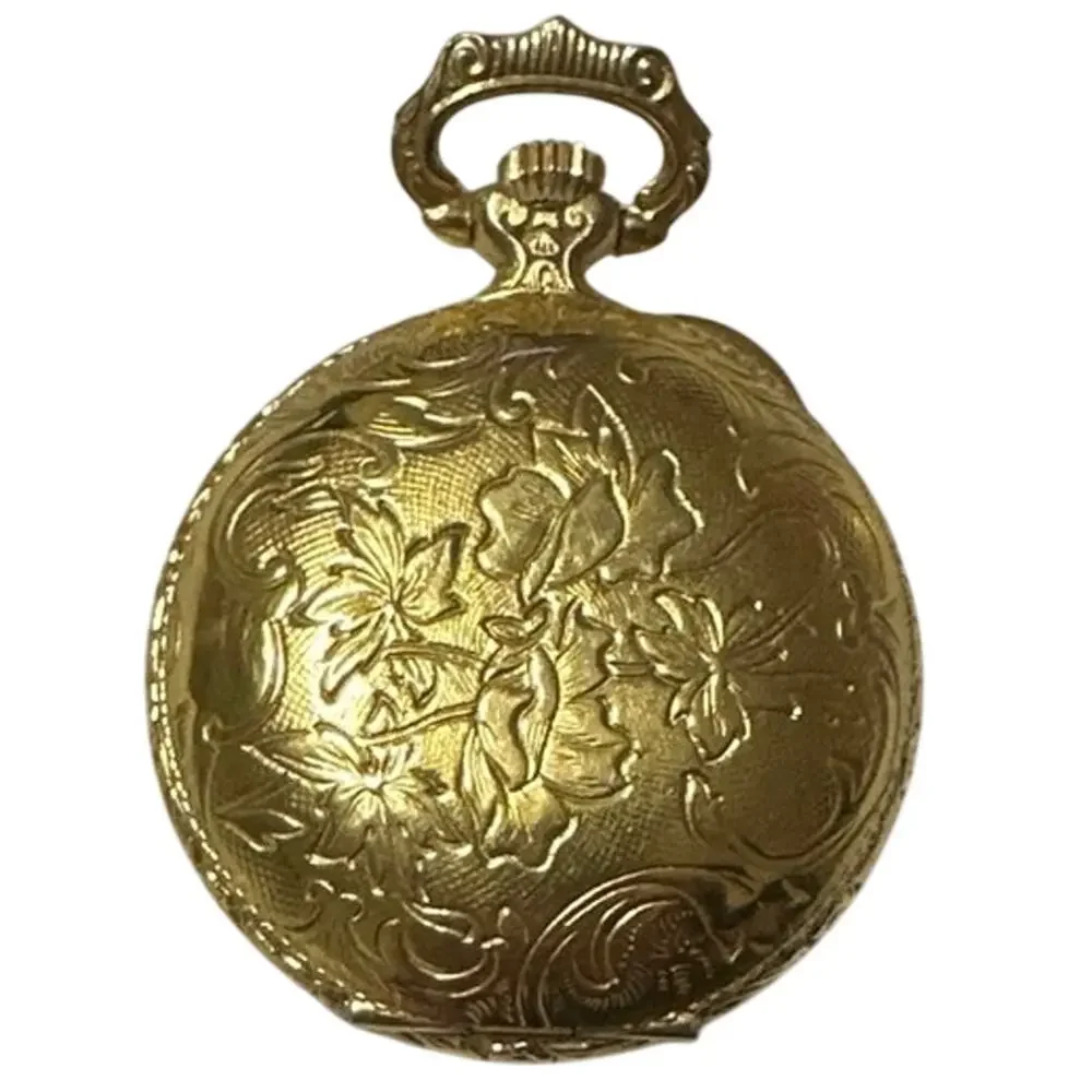 Vintage Dorset mini pocket watch wind up Works! Floral pattern on front & back